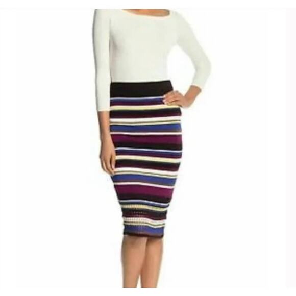 Rachel Roy Victorian Vio Stripe Midi Skirt - S - Picture 1 of 5